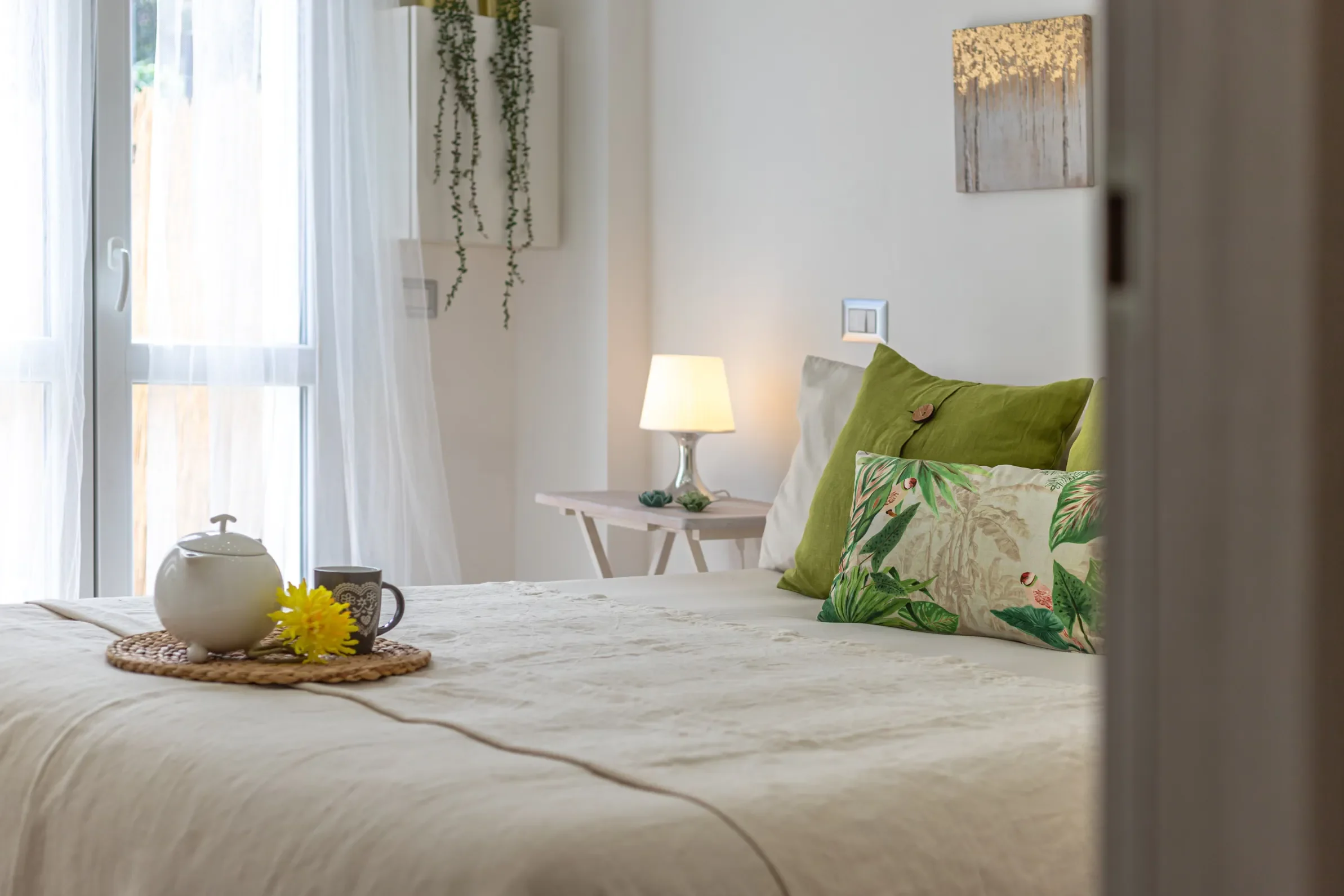 letto matrimoniale verde
